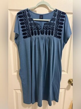 GAP Dusty blue embroidered dress